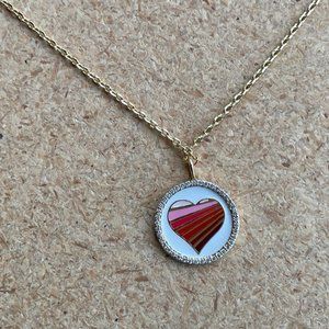 Lulu DK Women Necklace LOVE Heart Pendant Gold Tone 14k Plated Reversible $74